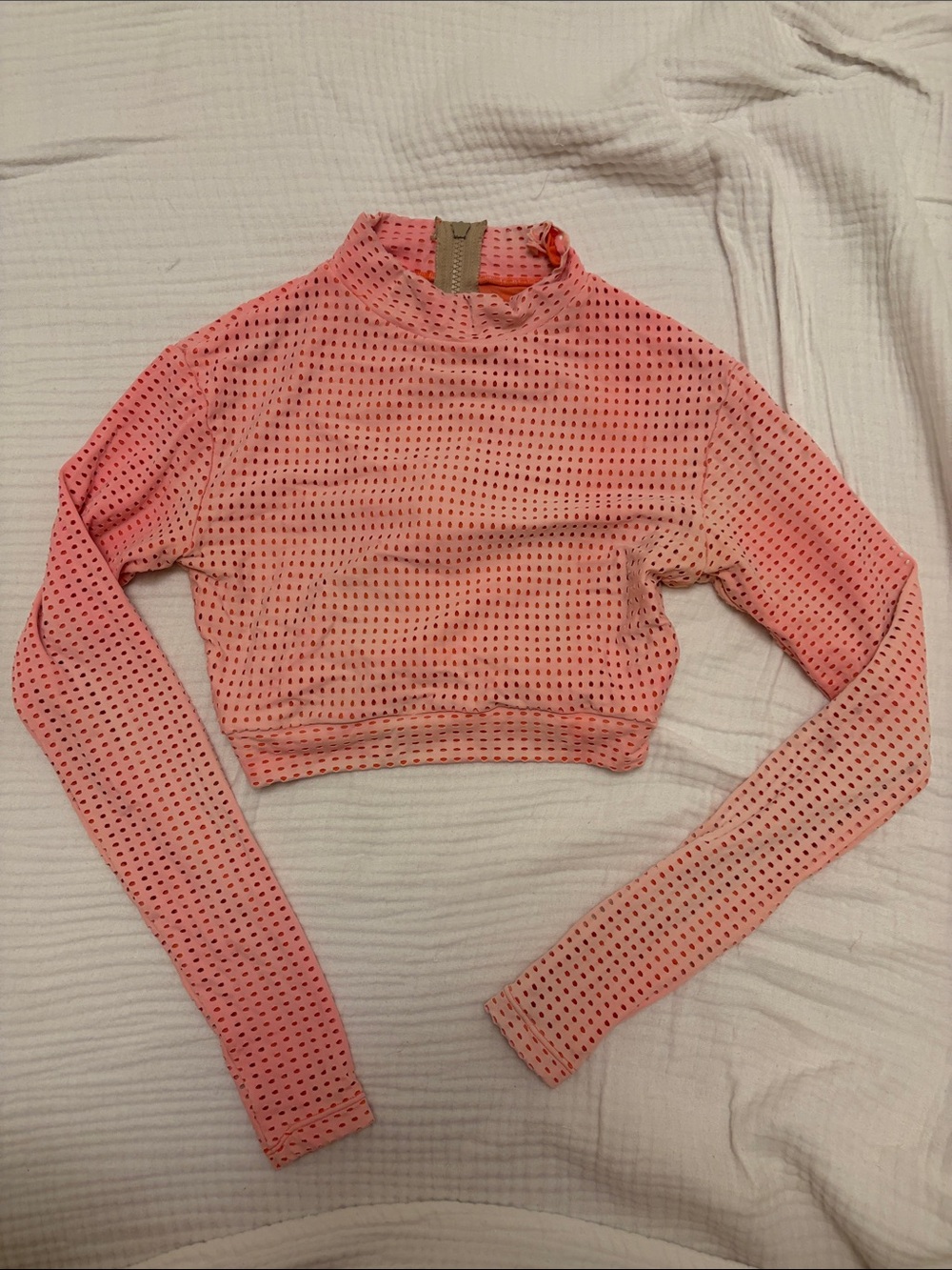 acacia swimwear indo top in coral Long-Sleeve Cropped Top